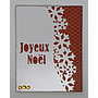 Carte rouge joyeux Noël et flocons à plat